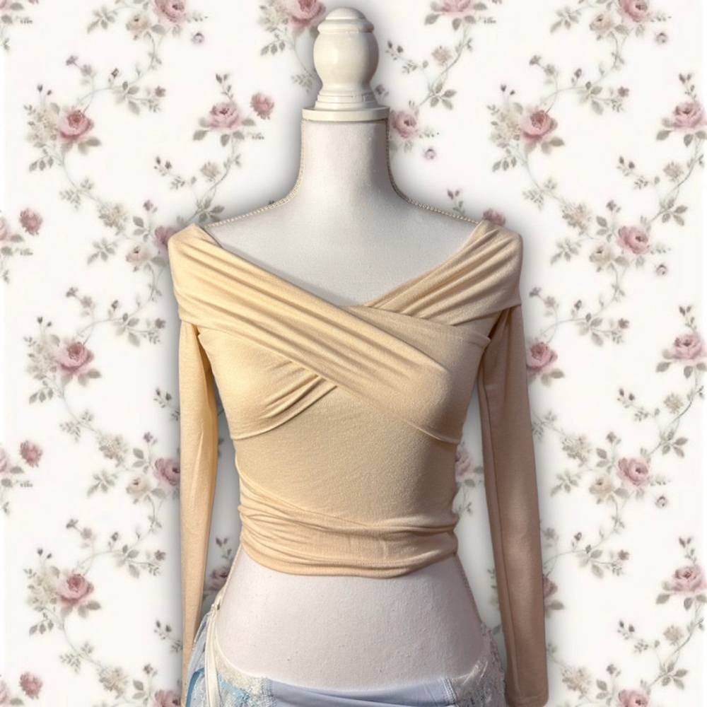 CIDER off shoulder crossover top porcelain